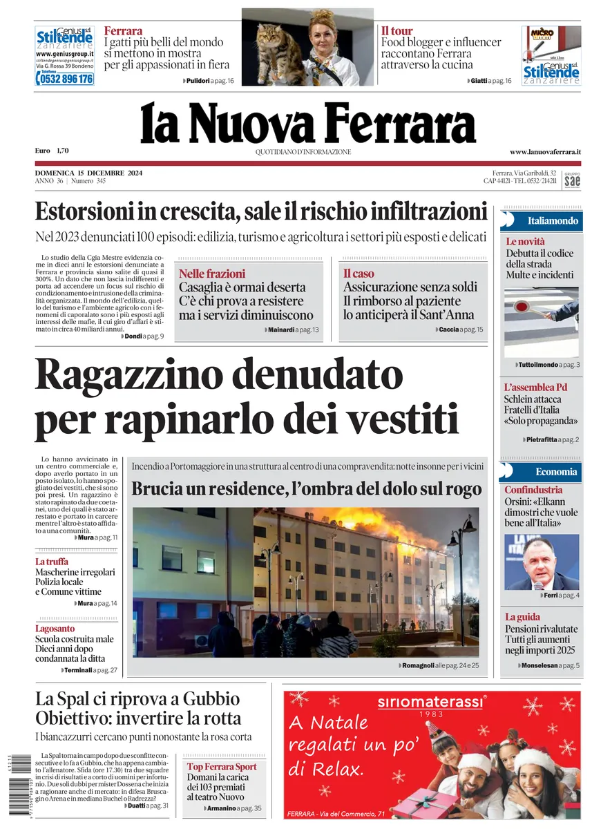 Prima-pagina-nuova ferrara-oggi-edizione-del-2024-12-15